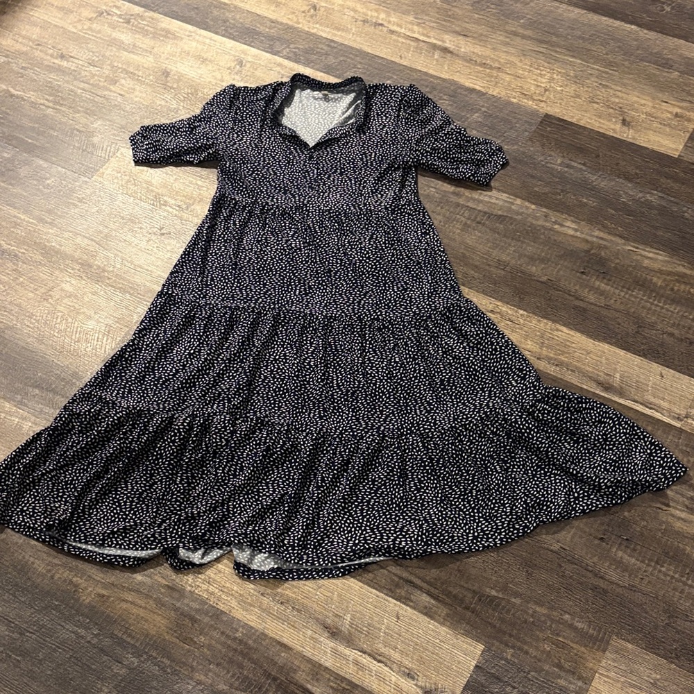 Max Studio Black Floral Tiered Maxi Dress